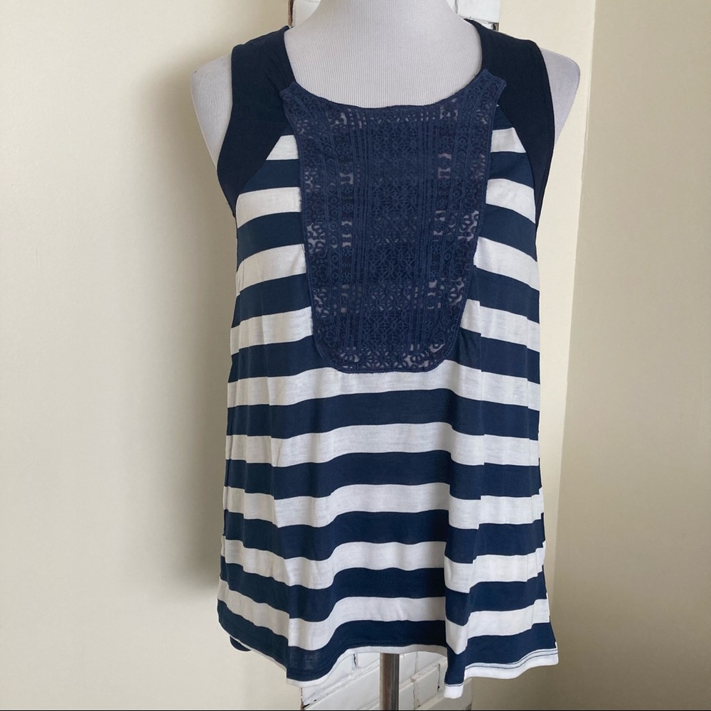 NEW Moon & Skye Striped Tank Top Crochet Tunic L